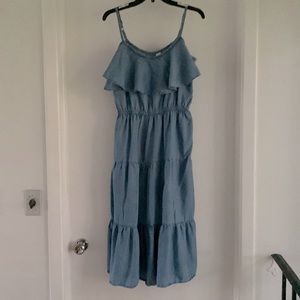 Denim ruffled women’s dress